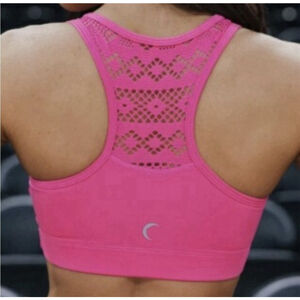 ZYIA Active Hot Pink Lace Bomber Racerback Performance Sports Bra XS New